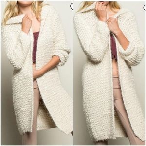 POL Hooded cardigan , color beige,  size M.